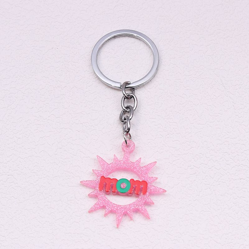 Fashion Red And Green Word Sun-keychain Acrylic Hollow Sun Letter Keychain