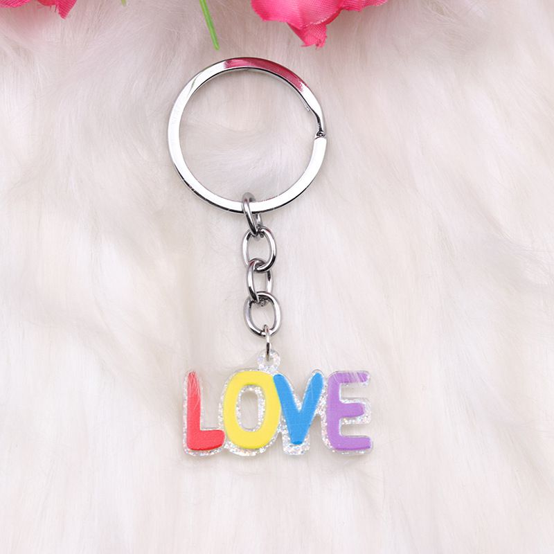 Fashion Love Stainless Steel Geometric Letter Keychain