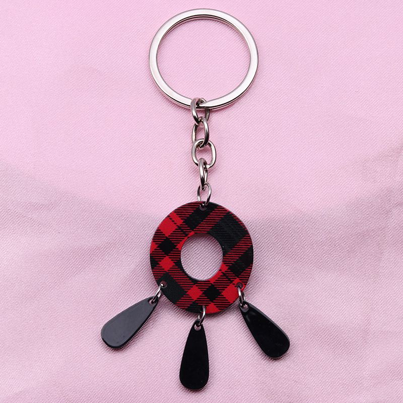 Fashion Red And Black-keychain Acrylic Geometric Hollow Keychain
