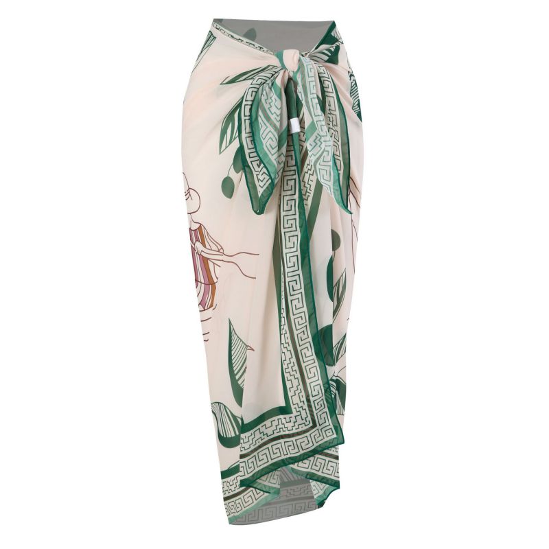 Fashion Y187 Green Skirt Nylon Printed Knotted Beach Skirt