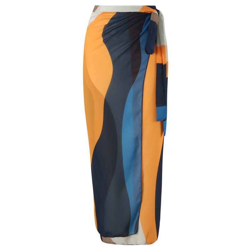 Fashion Y301 Blue Skirt Nylon Printed Knotted Beach Skirt