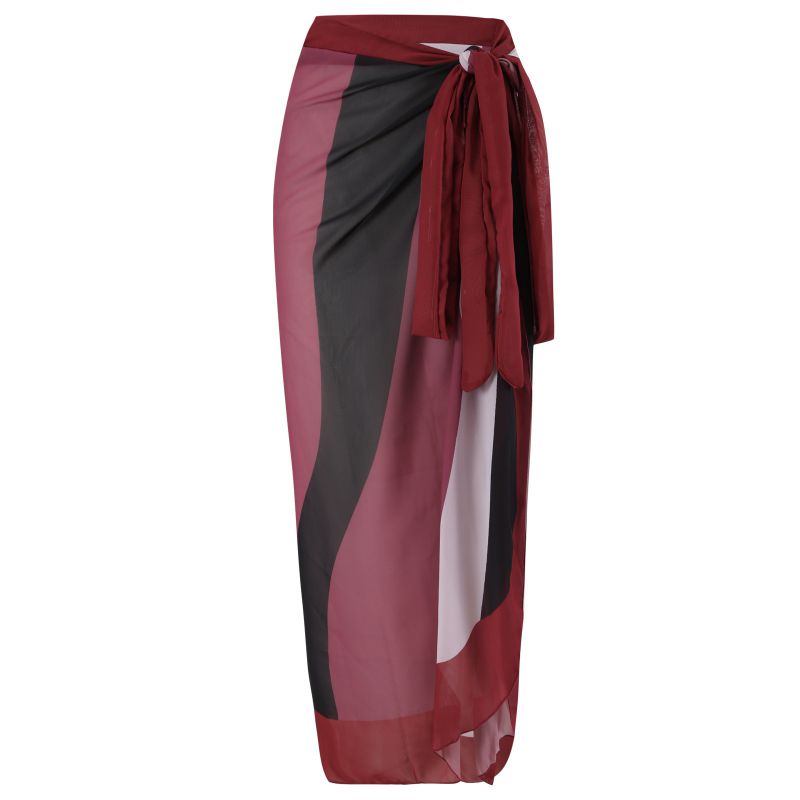 Fashion Y301 Purple Skirt Nylon Printed Knotted Beach Skirt