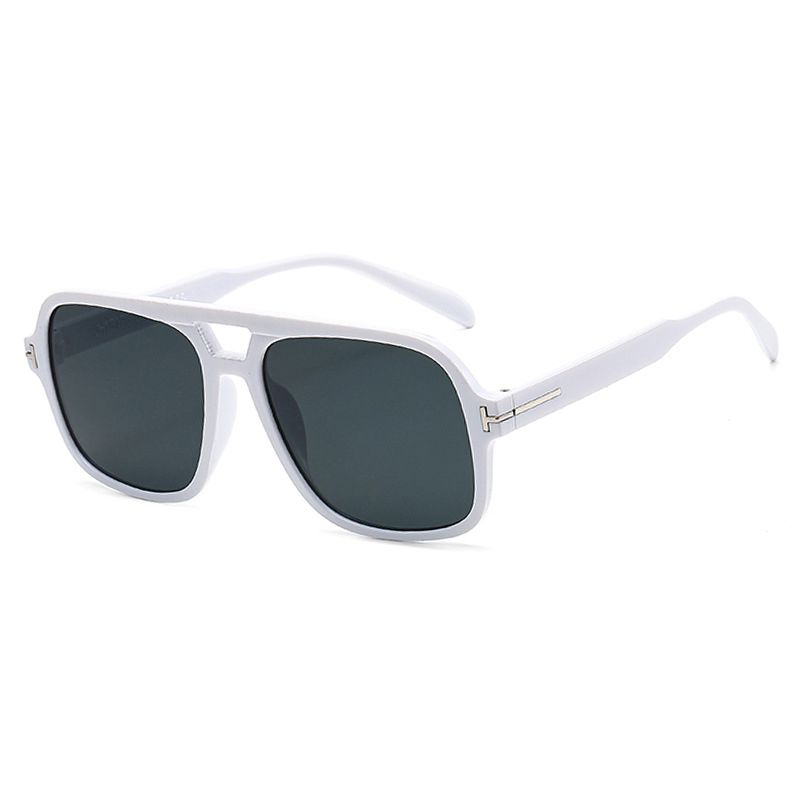 Fashion Solid White Gray Flakes Pc Double Bridge Large Frame Sunglasses