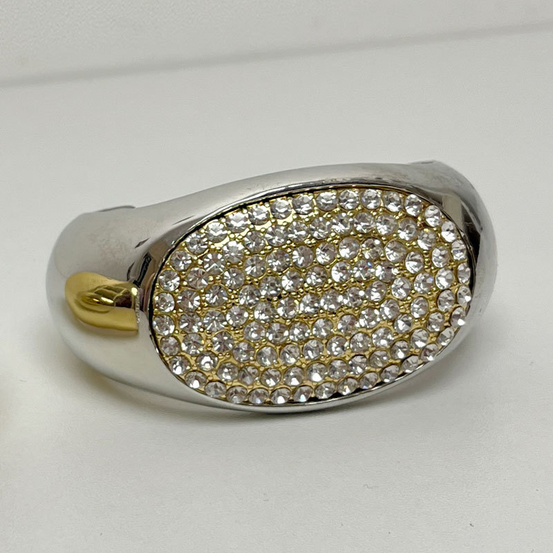 Fashion Diamond Silver Alloy Geometric Diamond Oval Open Ring
