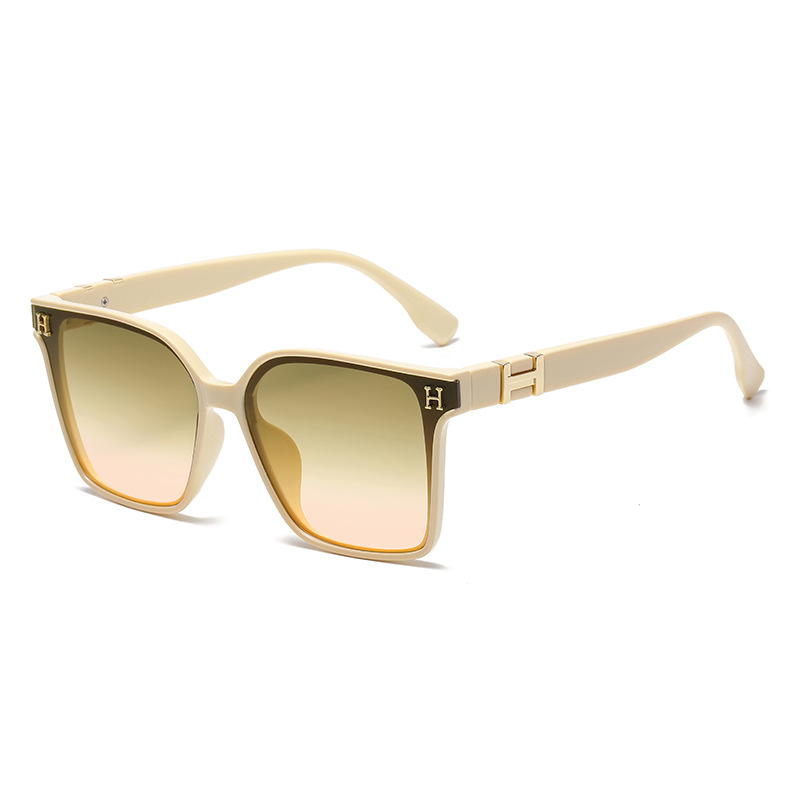 Fashion Beige Frame Tea Powder C3 Pc Square Large Frame Sunglasses