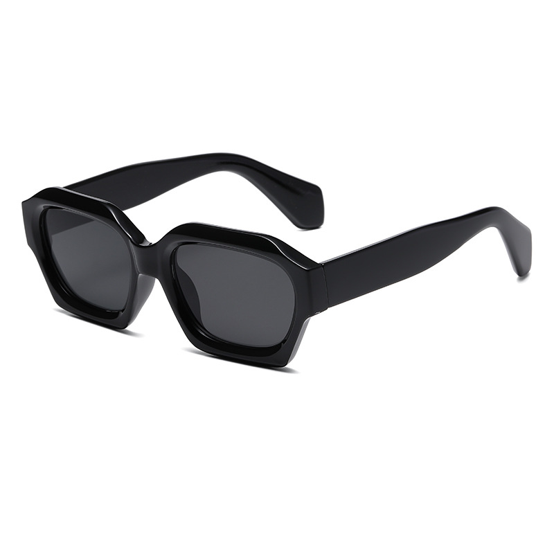 Fashion Bright Black Frame All Gray C1 Pc Square Large Frame Sunglasses