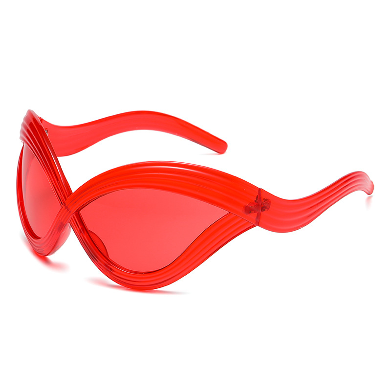 Fashion Red Frame Red Film C6 Pc Wave Sunglasses