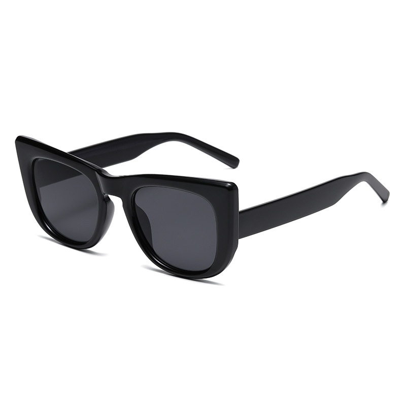 Fashion Black Frame All Gray C1 Cat Eye Large Frame Sunglasses