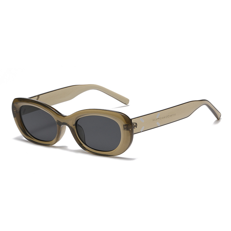 Fashion Transparent Frame All Gray C6 Pc Elliptical Sunglasses