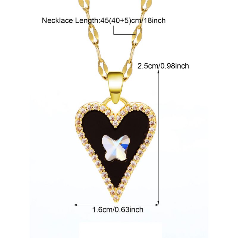 Fashion Gold Copper Set With Diamonds And Dripping Oil Love Necklace