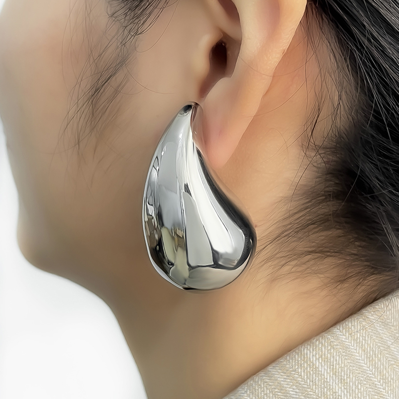 Fashion Silver Stainless Steel Water Drop Earrings