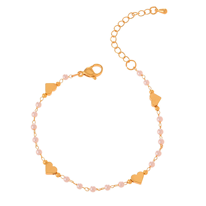 Fashion Golden 2 Copper Love Pearl Bracelet