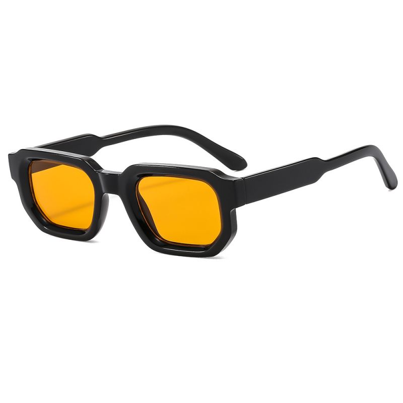 Fashion Bright Black Framed Orange Slices Pc Polygon Sunglasses