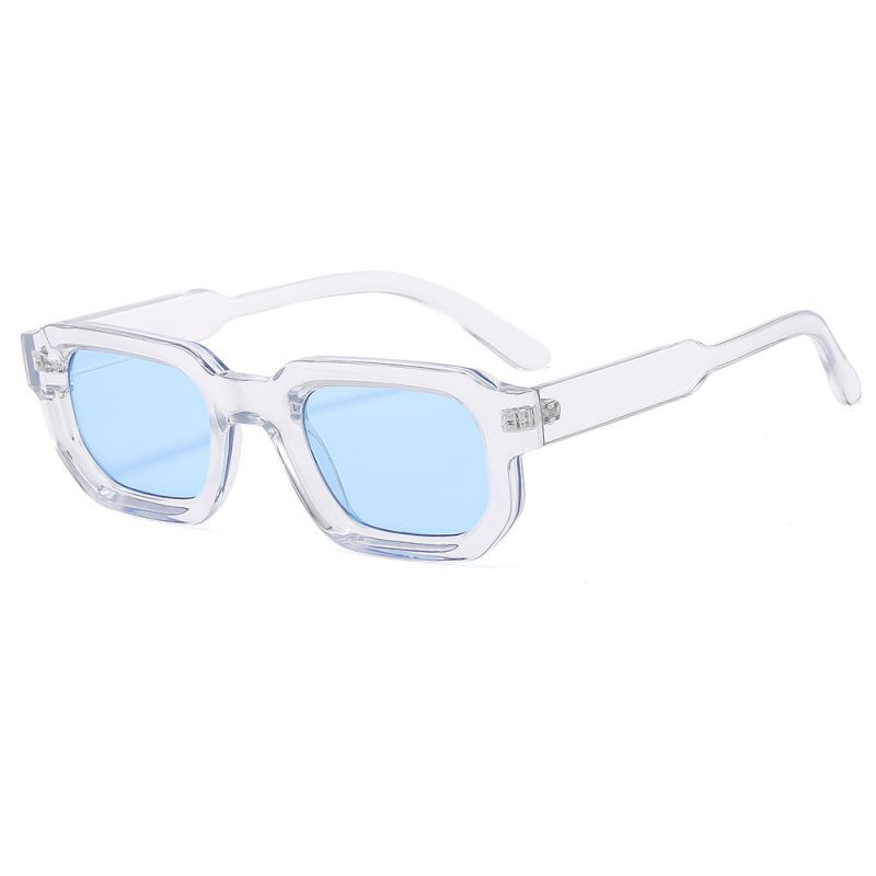 Fashion Transparent Frame Blue Film Pc Polygon Sunglasses