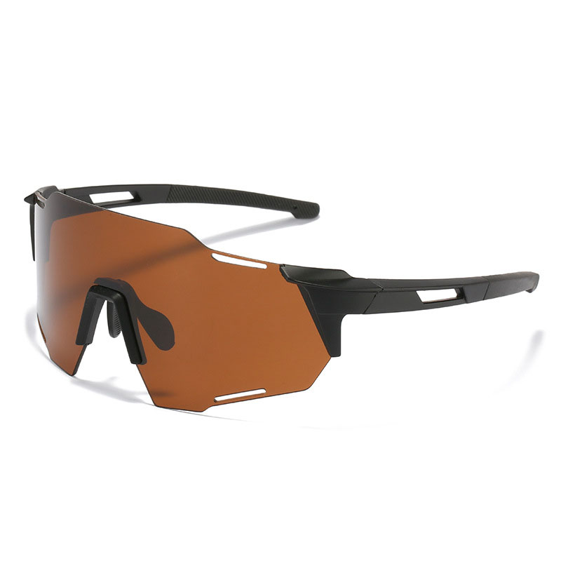 Fashion Black Frame Tea Slices Pc Irregular Integrated Sunglasses