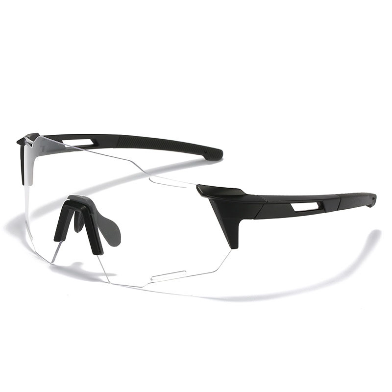 Fashion Black Frame White Film Pc Irregular Integrated Sunglasses