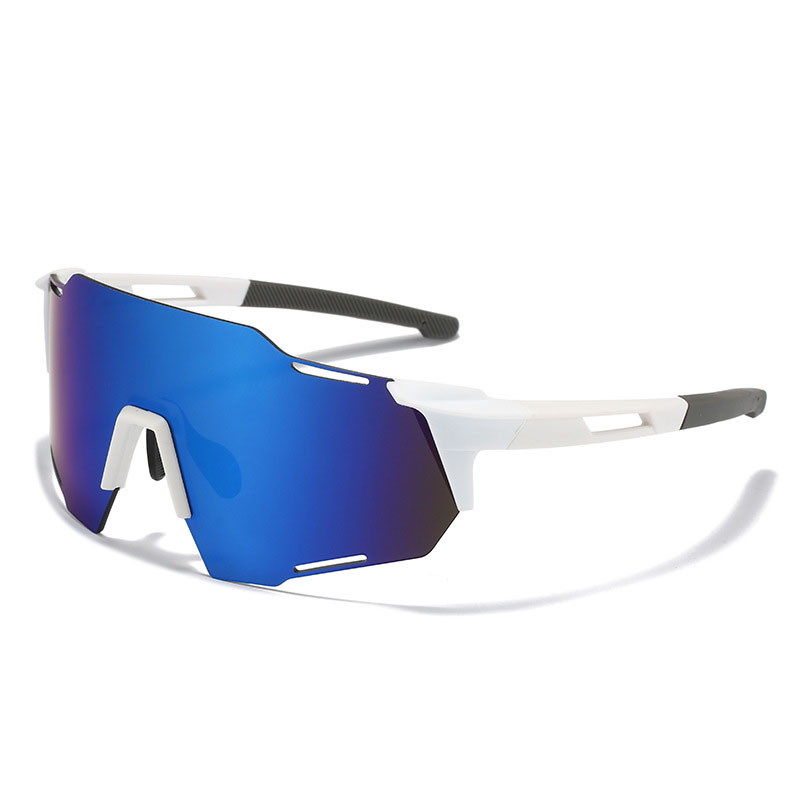 Fashion White Frame Blue Mercury Pc Irregular Integrated Sunglasses