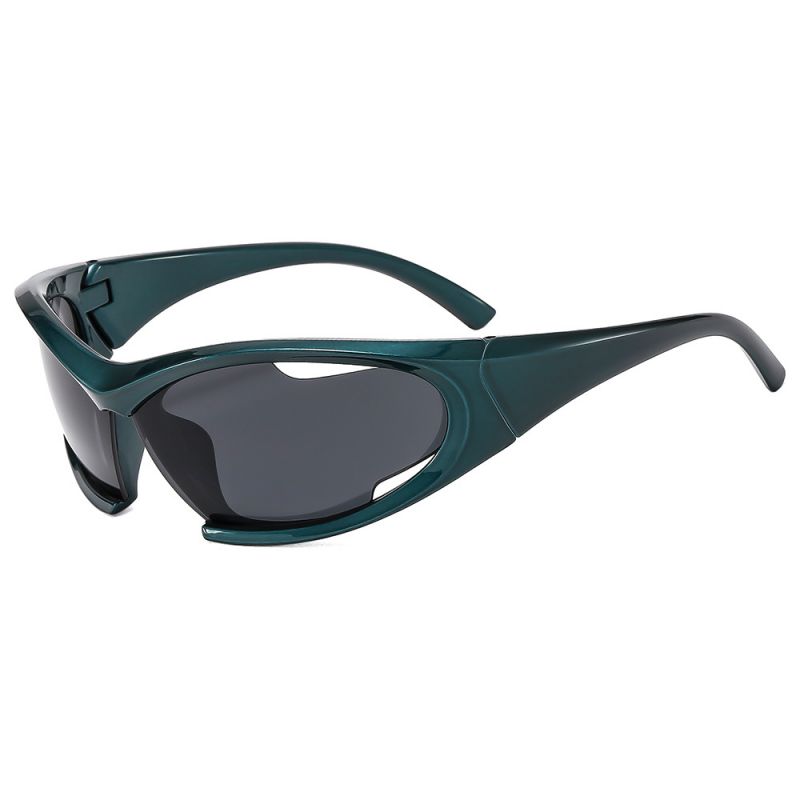 Fashion Green Frame Black And Gray Film Special-shaped Hollow Sunglasses