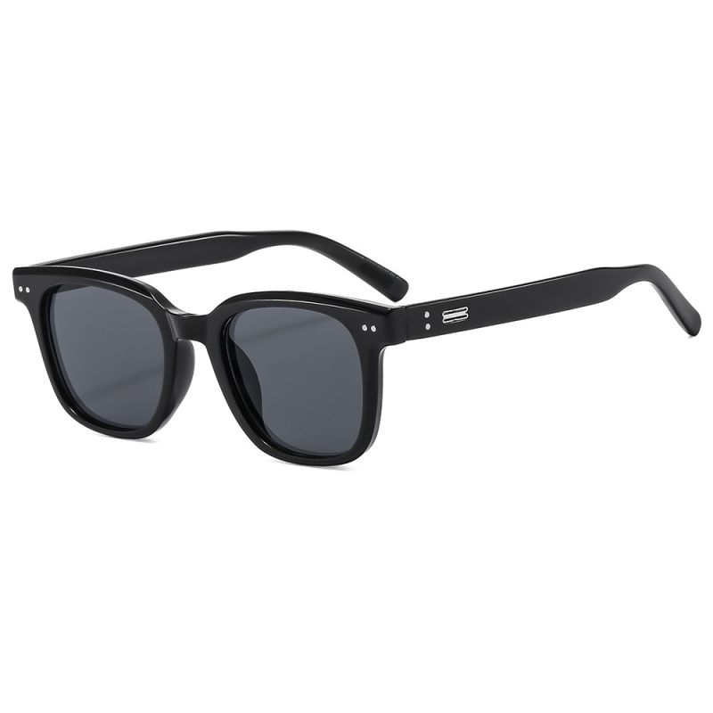 Fashion Glossy Black Framed Black And Gray Film Rice Nail Large Frame Sunglasses