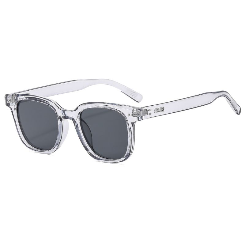 Fashion Transparent Gray Frame Black And Gray Film Rice Nail Large Frame Sunglasses