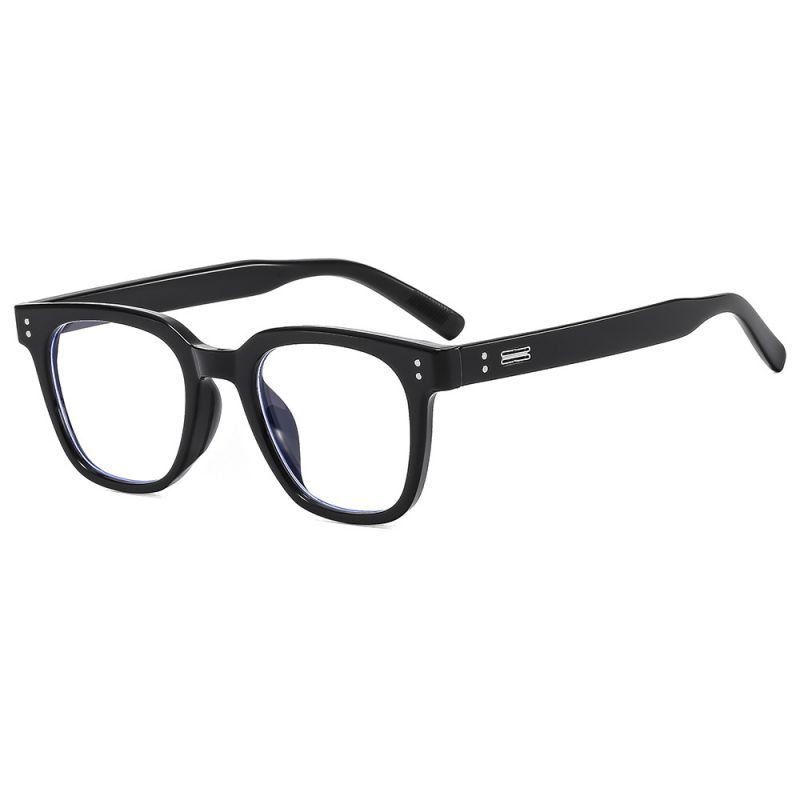 Fashion Bright Black Framed White Film Square Rice Stud Sunglasses