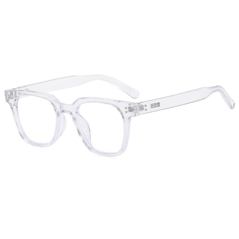 Fashion Transparent Frame White Film Square Rice Stud Sunglasses