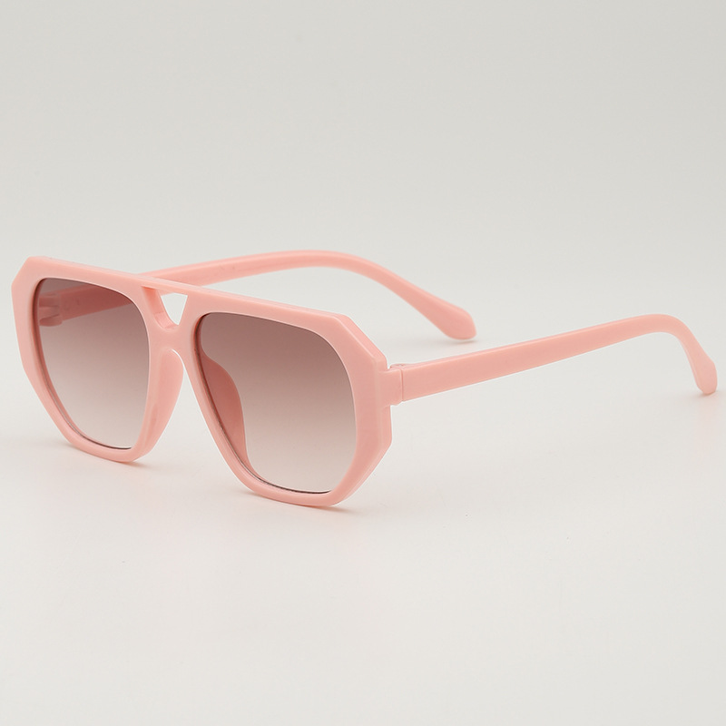 Fashion Pink Frame Double Bridge Square Children's Sunglasses