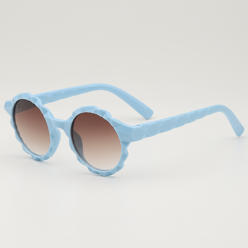 Fashion Blue Frame Double Tea Tablets Round Frame Children's Sunglasses