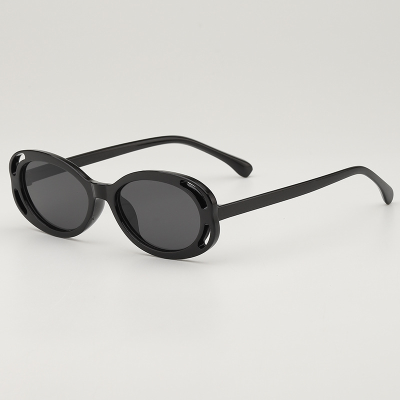 Fashion Black Frame Ac Hollow Oval Children's Sunglasses