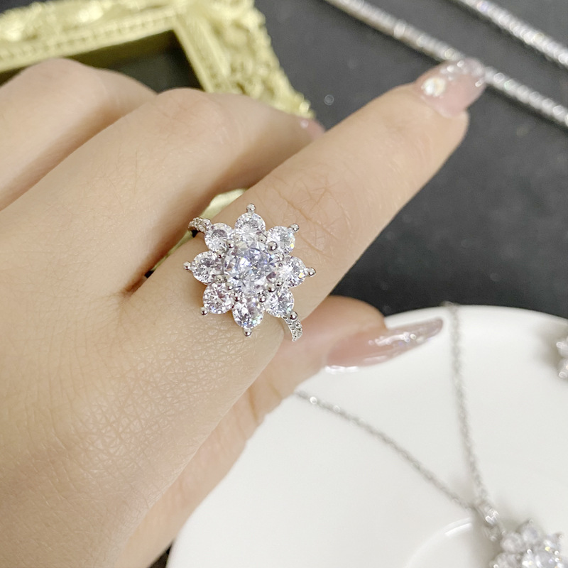 Fashion Hw Sunflower Ring [open] Copper Diamond Geometric Ring