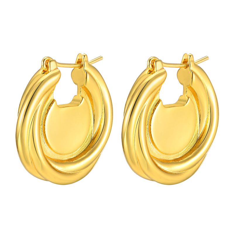 Fashion A Pair Copper Geometric Earrings