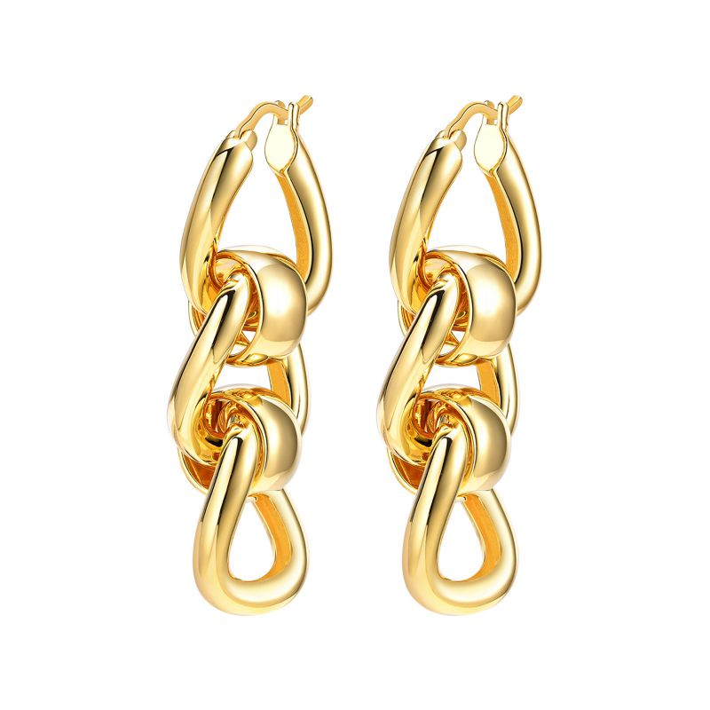 Fashion A Pair Copper Geometric Chain Earrings