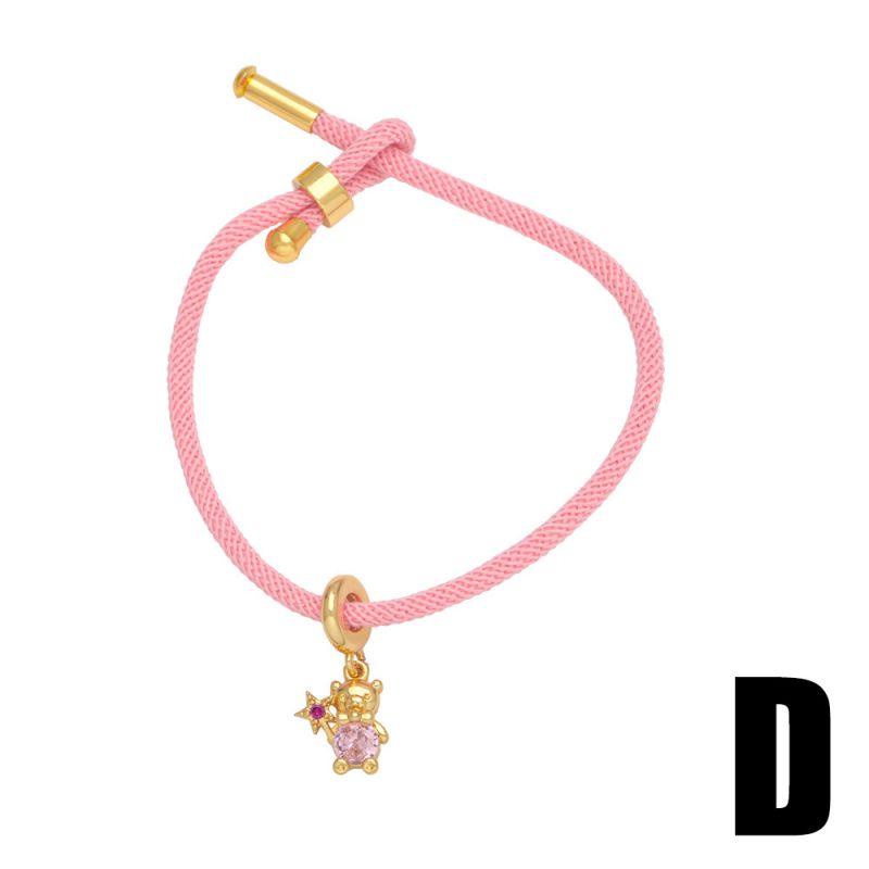 Fashion D Copper Diamond Bear Cord Bracelet