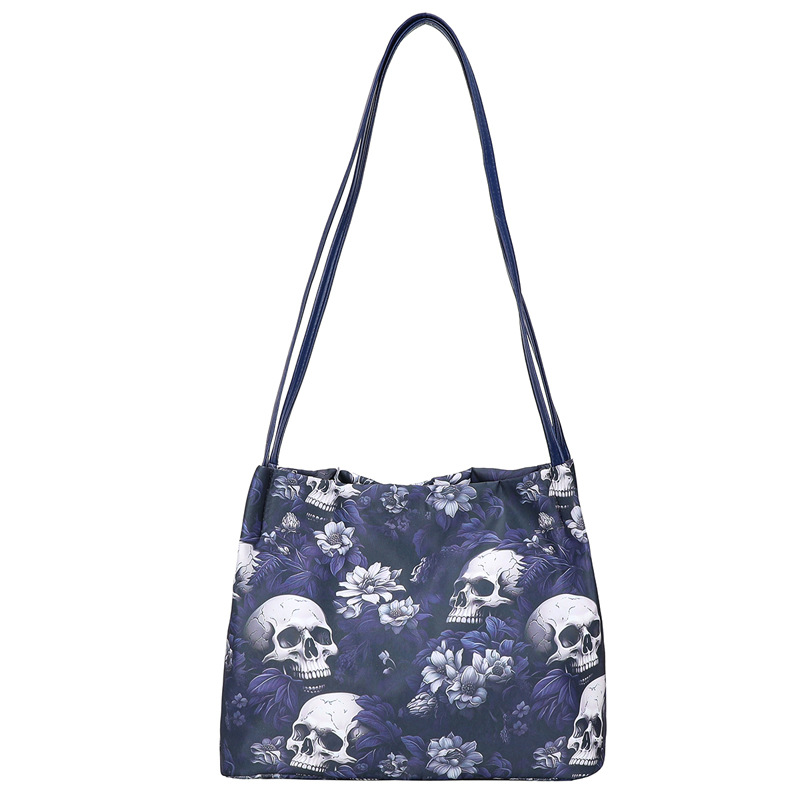 Fashion Blue Nylon Printed Large Capacity Shoulder Bag