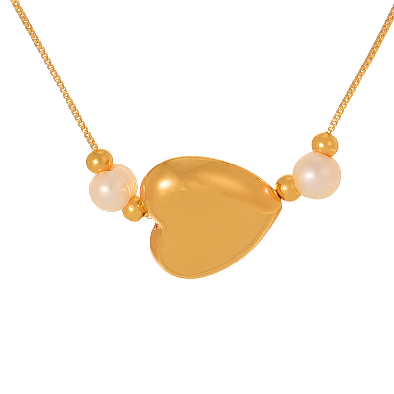 Fashion Gold Copper Love Pearl Pendant Necklace