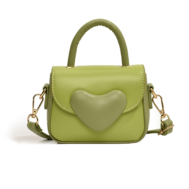 Fashion Green Pu Love Flap Crossbody Bag