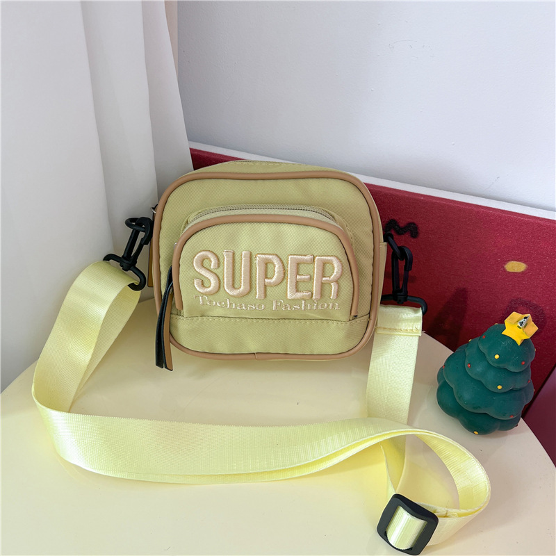 Fashion Grass Green Fabric Letter Embroidered Crossbody Bag