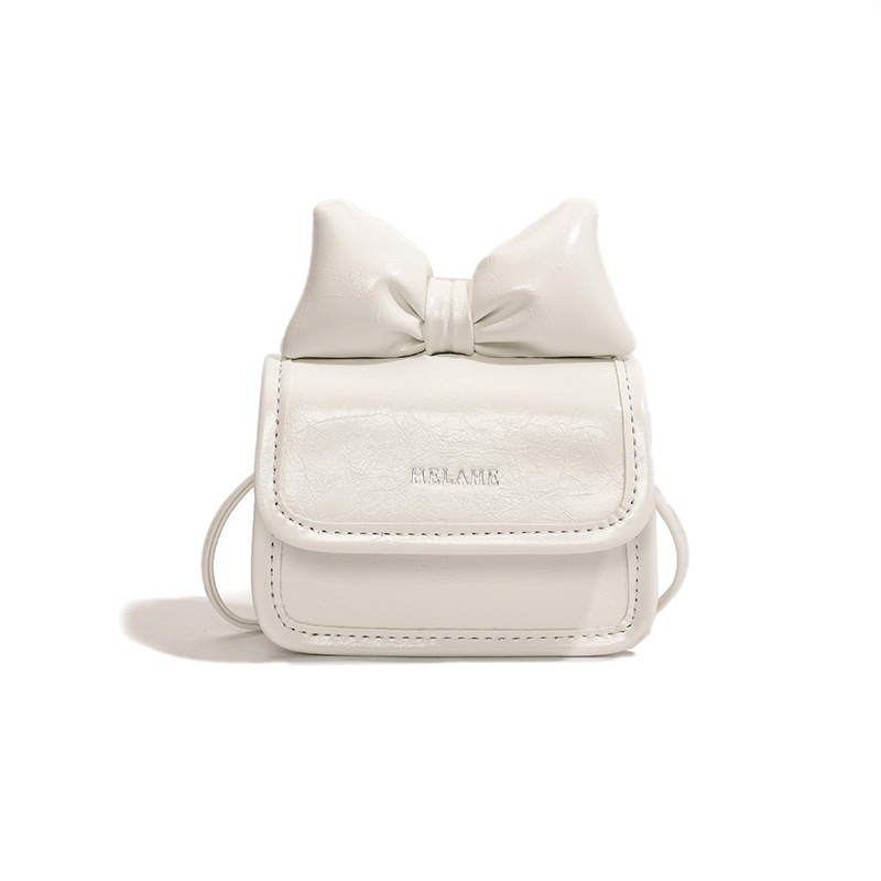 Fashion White Pu Bow Flap Crossbody Bag