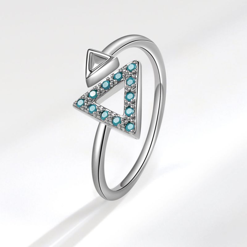 Fashion White Gold Copper Diamond Triangle Ring