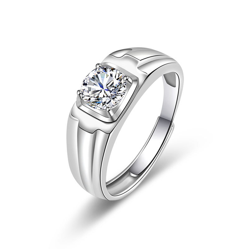 Fashion Platinum 2# Copper Diamond Geometric Men's Ring