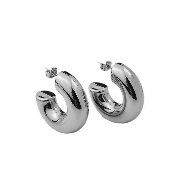 Fashion Steel Color Stainless Steel C-shaped Earrings