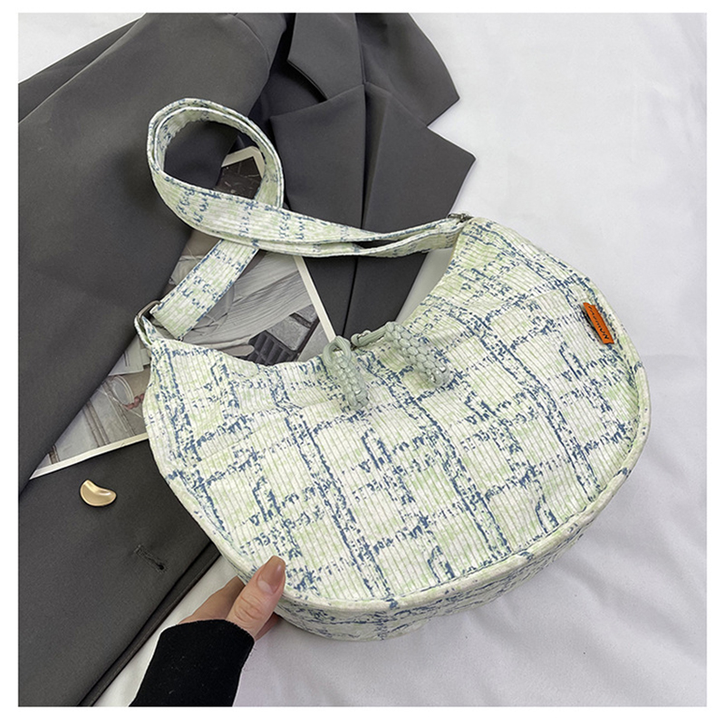 Fashion Green Houndstooth Large Capacity Shoulder Bag