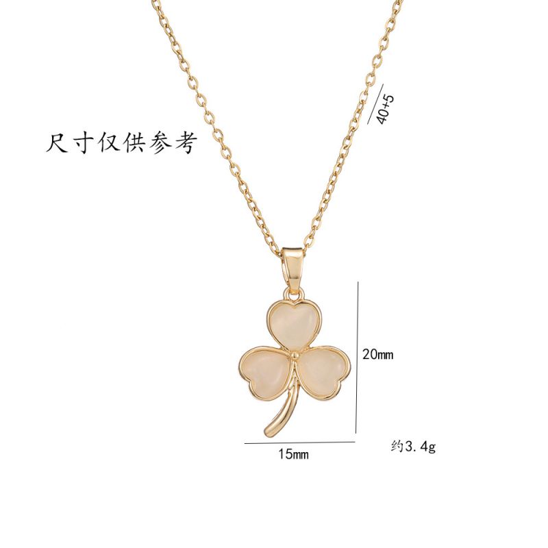 Fashion Gold Titanium Steel Geometric Clover Necklace