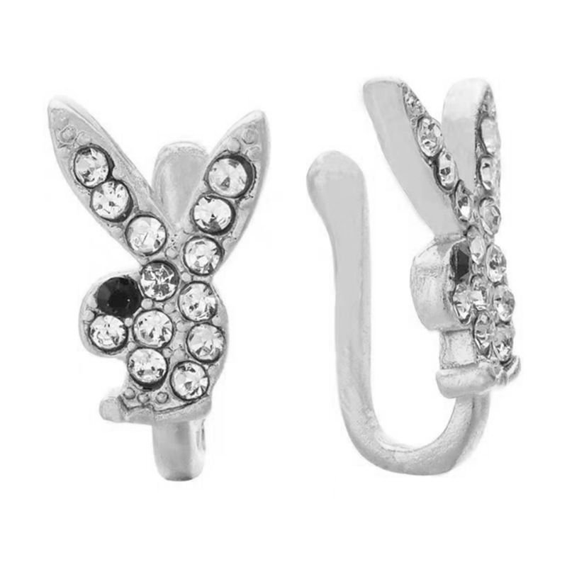 Fashion Rabbit Nose Clip Silver (er8004-00-01) Alloy Diamond Geometric Rabbit Nose Pin Set