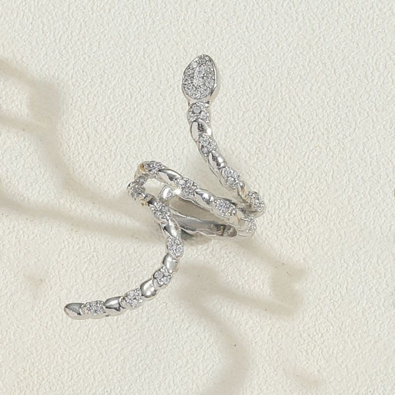 Fashion Snake Ear Clip (silver/only) Copper Diamond Snake Earrings