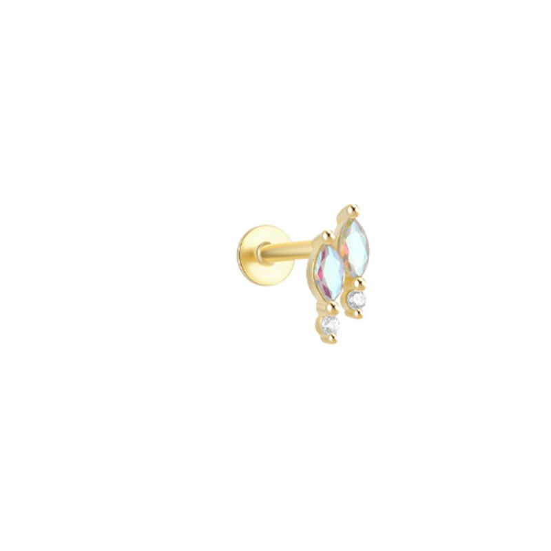 Fashion Single Golden #1 Silver Diamond Geometric Flat Head Thread Piercing Nail (single)