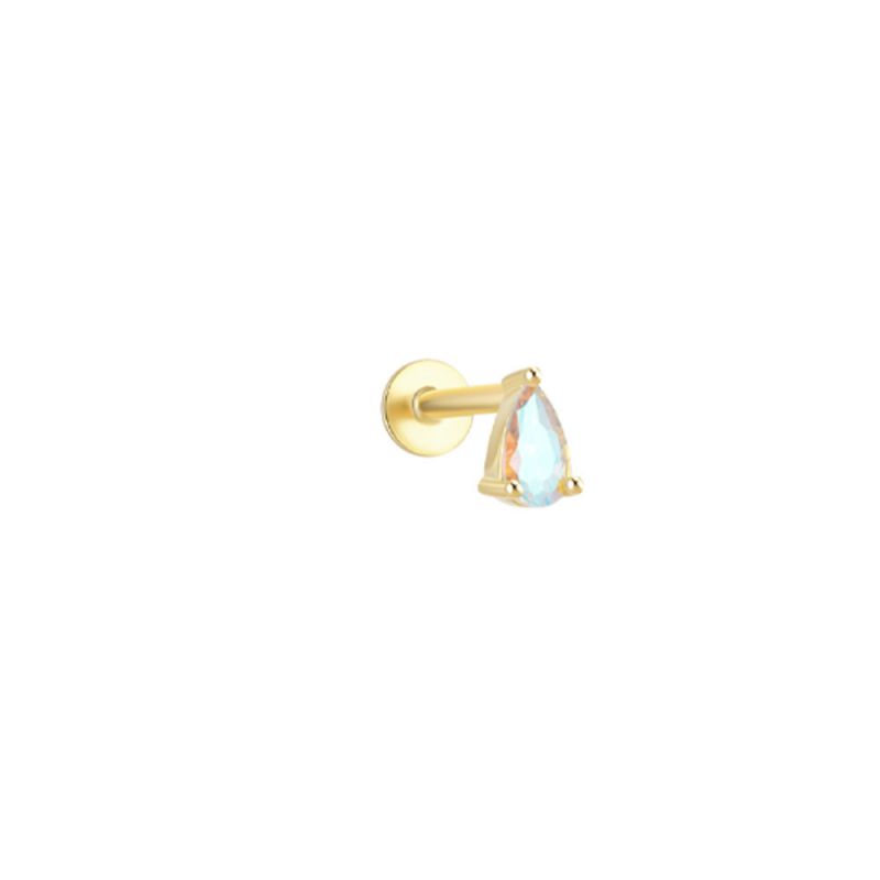 Fashion Single Golden #2 Silver Diamond Geometric Flat Head Thread Piercing Nail (single)