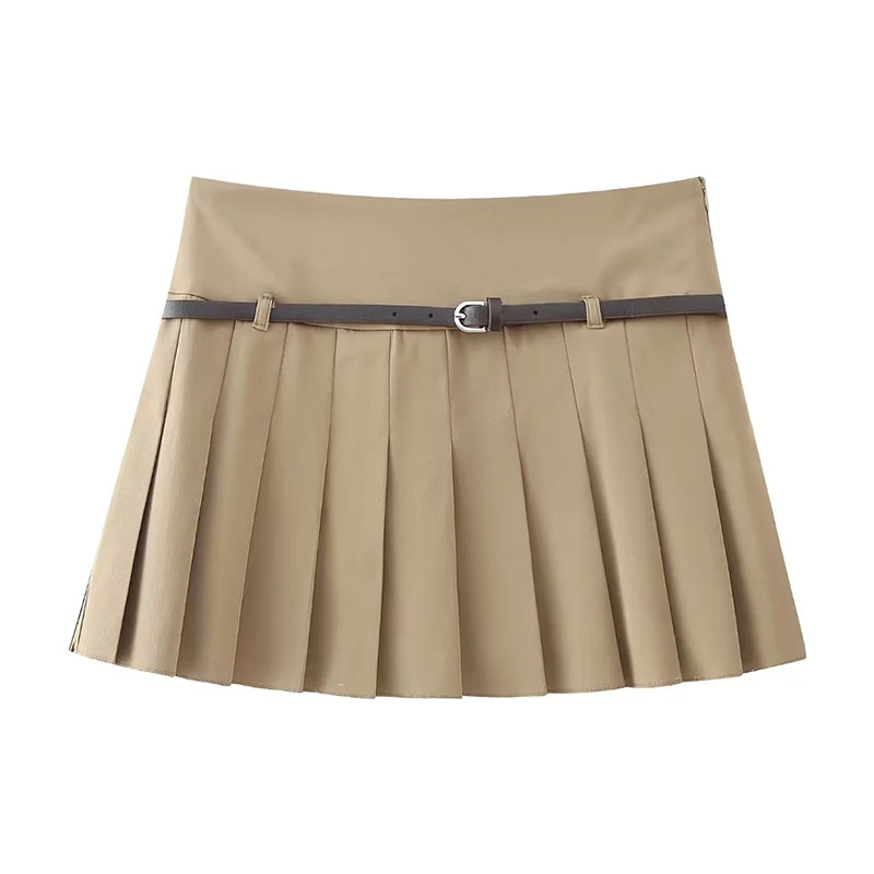 Fashion Brown Polyester Wide Pleated Culottes