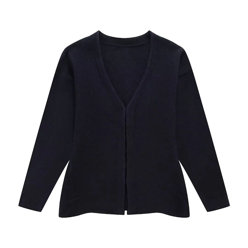 Fashion Black Polyester Knitted Jacket