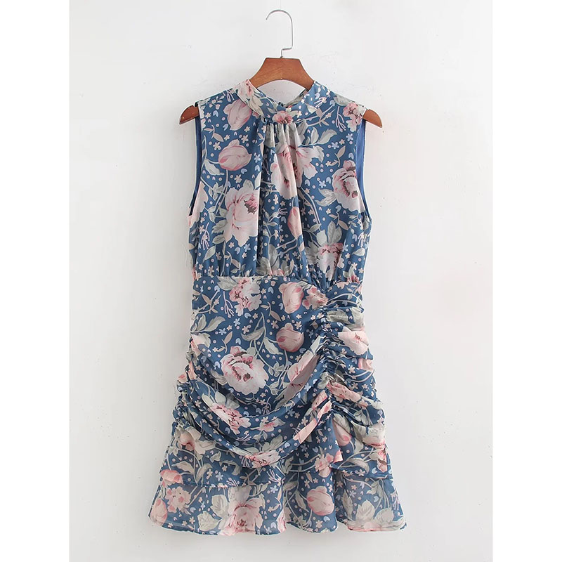 Fashion Printing Chiffon Floral Smocked Skirt